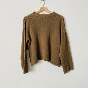 Micaela Greg SMALL Seed stitch 100% cotton sweater in mustard brown